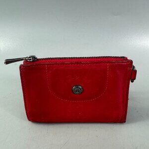 Longchamp Le Pliage Red Leather Key Case